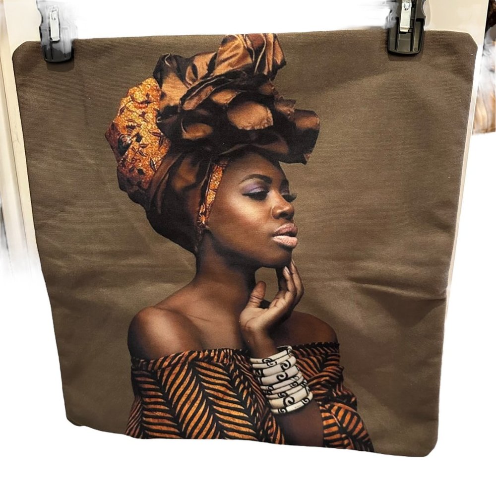 Unbranded 2 Pillowcase Covers Black Woman Art African Handmade Zip Closure Home